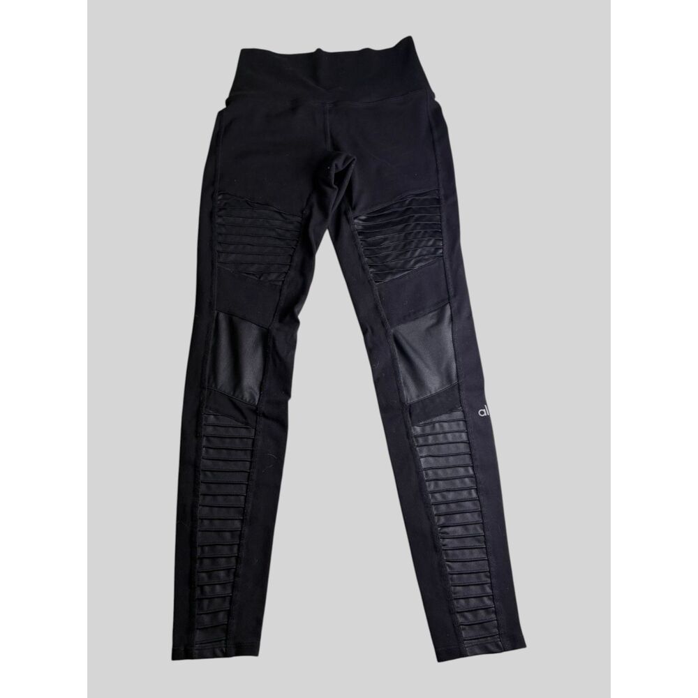 Alo Yoga High Waist Moto Leggings Black Women's Estimated XS 26" Inseam
